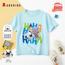 Abckids Childrens clothing Boys T-shirt short-sleeved summer childrens thin section boys tide in the big childrens summer clothes 2021 new trend brand