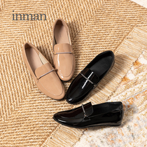 Yinman womens shoes 2021 new autumn loafers womens inner high patent leather a single pedal shoes with skirt shoes