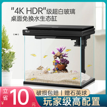 Ultra white glass fish tank Upper filter Home Xuanguan decoration Scenery Ecological Self-Circulation Cleaning Free of change of water sloth