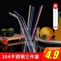 304 stainless steel straws environmentally friendly drinking tube group recycling portable colorful creative straw spoon set box