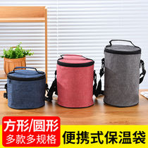 Portable insulation bag waterproof student adult lunch bag round square thick tote bag aluminum foil large lunch box bag