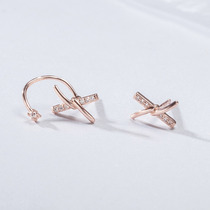 Xiuzhi same a two-wearing exquisite small S925 silver inlaid Diamond Cross temperament earrings female simple earrings