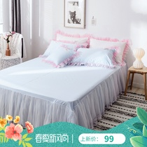 Cotton lace bed skirt Simple single-layer bedspread Pure cotton 1 2 1 5 1 8 2 0 meters bed can be equipped with four sets