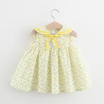 762 summer new female baby sleeveless dress baby floral skirt small childrens dress 123 years old childrens dress