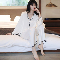 Silk pajamas senior sense female summer thin 2021 New Net red explosive Ice Silk long sleeve home suit
