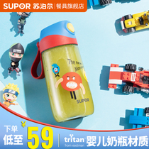 Supor childrens water cup with straw cup Female Korean version of plastic portable summer adult primary school kindergarten kettle