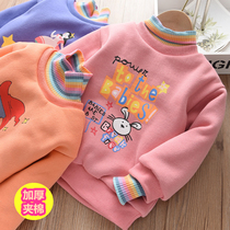 Giant girl pullover clothes thick cotton warm clothes Winter childrens clothing baby girl high collar three-layer cotton-padded jacket inner