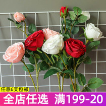 Big Rose Emulation Flower High-end Plastic Fake Flowers Single Branch Hotel Living Room Genguan Table Pendulum with Props Silk Flowers