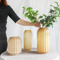 Nordic light luxury style ins simple wind frosted glass vase flower arrangement flower arrangement European home decoration decoration