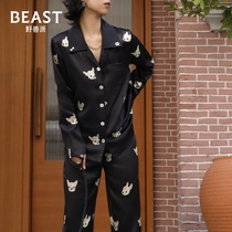 THEBEAST Fauvism Gong Jun with the day-to-day gold small milk dog silk pajamas men and women can wear home clothes