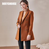 Luo Yi intellectual commuter suit woolen jacket womens winter wear new simple camel color slim body suit 01350