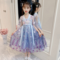 Girls Hanfu summer new style princess childrens costume skirt summer Chinese style super fairy chiffon dress