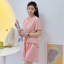 Yun Jiale supply chain spring and summer new wooden ear Ice Silk breathable pajamas set