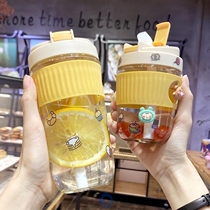 Coffee Cup Double Drinking Mouth Cups Design Small Crowdportable Glass Cups With Straw Cups Simple Heat Resistant Water Glasses Women Fresh