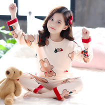 Girls Pajamas Spring Autumn 2022 New Kids Long Sleeve Cartoon Round Neck Sets Girls Cotton Princess Home Clothing