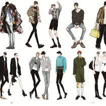 Creative A5 hand account sticker hand-painted GD tide male figure hand account material diary decoration stickers