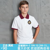 Eaton Gide childrens clothing children boys and girls pure cotton white short sleeve T-shirt red collar polo shirt 13T003