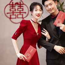 Red Evening Dress Light Luxury Toast Bride Banquet Temperament 2021 New Host Wine Red Engagement Skirt Women