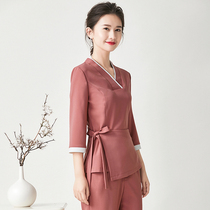 Tangyue 2021 Spring Summer new beautician overalls set beauty salon SPA technician uniform high-end