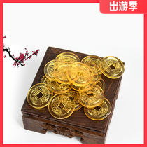 Special price yellow crystal copper money Qianlong Tongbao coin ornaments Zhaoyun Mascot home craft decorations