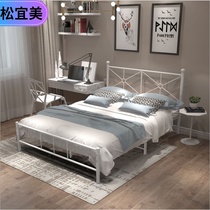 Iron bed Double bed 1 5 meters European Wrought iron bed bed apartment Iron frame bed rental room bed Modern simple
