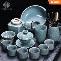 Light luxury high-end kung fu tea set set home office guest tea tray tea cup ceramic whole set of bubble teapot