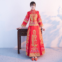 Xiuhe clothing bride 2019 New toast Chinese style wedding dress dragon and phoenix coat embroidered grass clothing ancient wedding dress