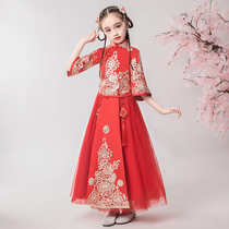 Childrens improved cheongsam princess skirt Chinese style Tang suit Hanfu little girl costume girl girl baby New year dress winter