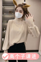 High sub-bubble sleeve loose jacket 175 ½ high collar pure color beating bottom 170 Less age 100 lap fashion T-shirt