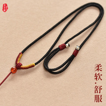 High-end hand-woven pendant necklace hanging rope red black men and women fine gold jade jade pendant rope