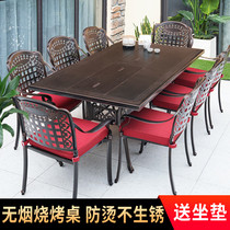 Outdoor Table And Chairs Barbecue Table Electric Carbon Dual-use Open-air Terrace Cast Aluminum Table And Chairs Home Commercial Outdoor Garden Barbecue Grill