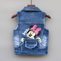 Childrens vest 2022 Spring-style baby spring and autumn slim fashion girl cowboy waistcoat outside wearing girl foreign air canon