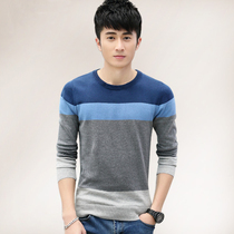 Mens long sleeve T-shirt pure cotton spring and autumn slim fit autumn clothes in autumn clothes autumn clothes outside wearing knitted undershirt