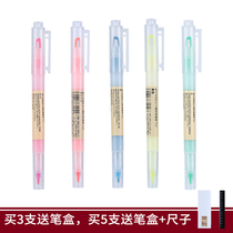 muji highlighter pen double-head marker Japanese College student muji fluorescent color pen fiber marker pen round head