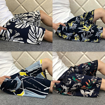 Summer new mens thin silk pants loose plus size home beach pants artificial Cotton pajama pants casual shorts