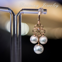 Leaf Australian White Pearl Japanese akoya pearl Chinese knot earring elegant Chinese style is also thin