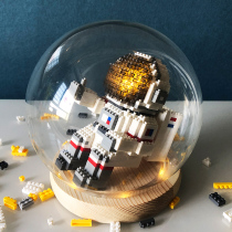 Miniature assembly small particle music compatible with high educational toys building blocks adult boy luminous moon astronaut