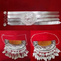 Customized Guizhou Miao Taijiang anti-row wood encouragement special headdress National stage wearing silver flower comb