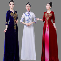 Cheongsam show summer new adult female stage choir performance dress host dress dignified atmosphere