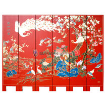  Yangzhou lacquerware factory direct sales Neoclassical furniture painted birds and flowers six-fold screen entrance partition customization