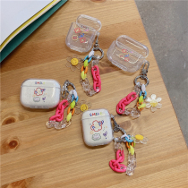 Transparent drill powder smiley face Applicable AirPods1 2 generation headphone sleeve Pro Apple 3 generation wireless Bluetooth protection shell