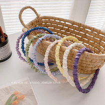  Hairband female forest super fairy out cream sweet satin folds simple color Korean headband face wash hair accessories