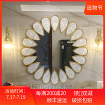 Background wall European and American art entrance decorative mirror Shell mirror Round makeup mirror Dining mirror Fireplace wall mirror