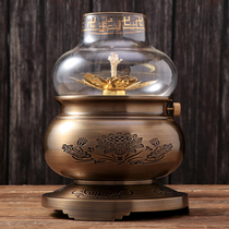 Xi Manti pure copper oil lamp for the Buddha liquid ghee lamp for home finance and god dimming windproof Lotus Suoil lamp Buddha lamp