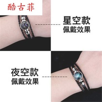 Japanese and Korean version of luminous twelve constellations leather hand rope female fashion tide male personality student bracelet simple couple