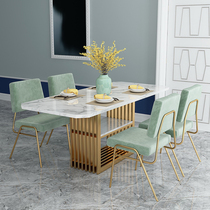 Nordic ins marble dining table Rectangular modern simple small apartment dining table Household dining table and chair combination