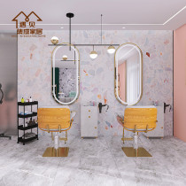 Custom imitation terrazzo texture integrated wallboard Chain catering beauty industry clothing store training institution front desk wallboard