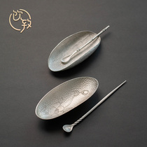 Drinking and appreciative tea Lotus three-piece set of Kung Fu Tea Pure tin Japanese Tea Tea Needle Zen teaspoon six gentlemen tea set teaspoon