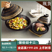 Japans Hagatani Ihe steamer pottery plate clay tajiaku Earth Pan frying pan frying pan frying pan frying pan wok