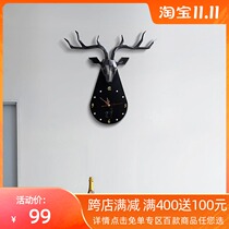 Nordic deer head clock creative wall clock living room fashion personality Wall watch modern simple home atmospheric decorative clock